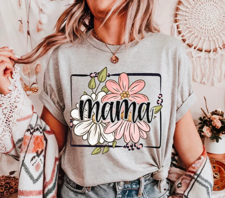 Mama, Grandma, Momma, title floral black border