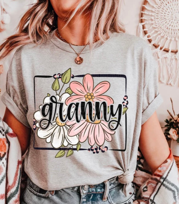 Mama, Grandma, Momma, title floral black border