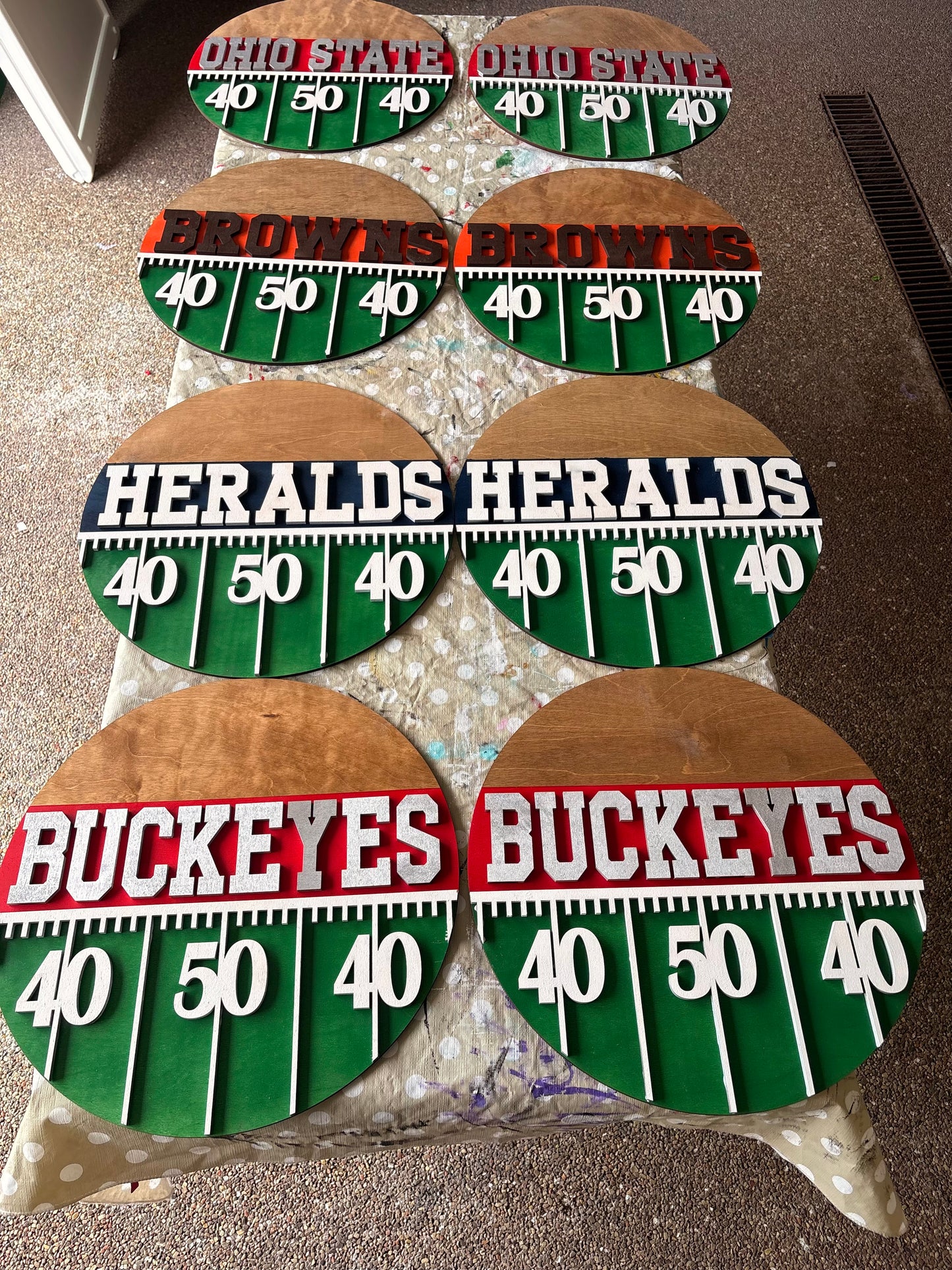 Football yardage mascot door hanger