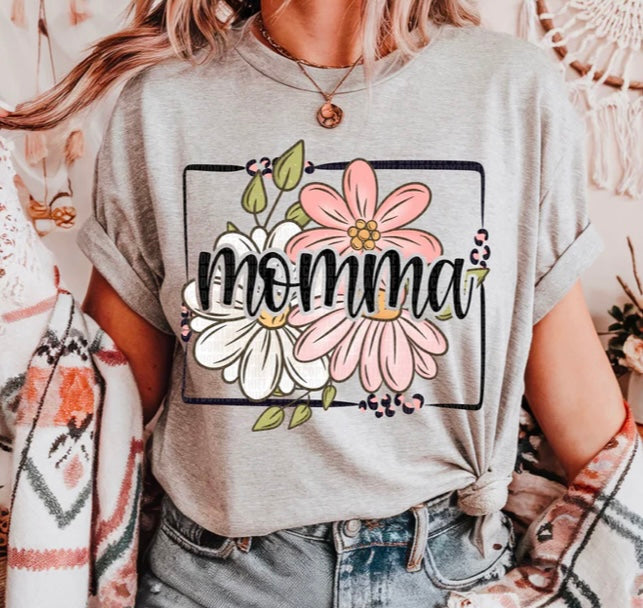 Mama, Grandma, Momma, title floral black border