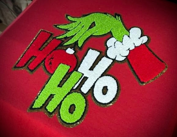 Green guy ho ho ho chenille sweatshirt