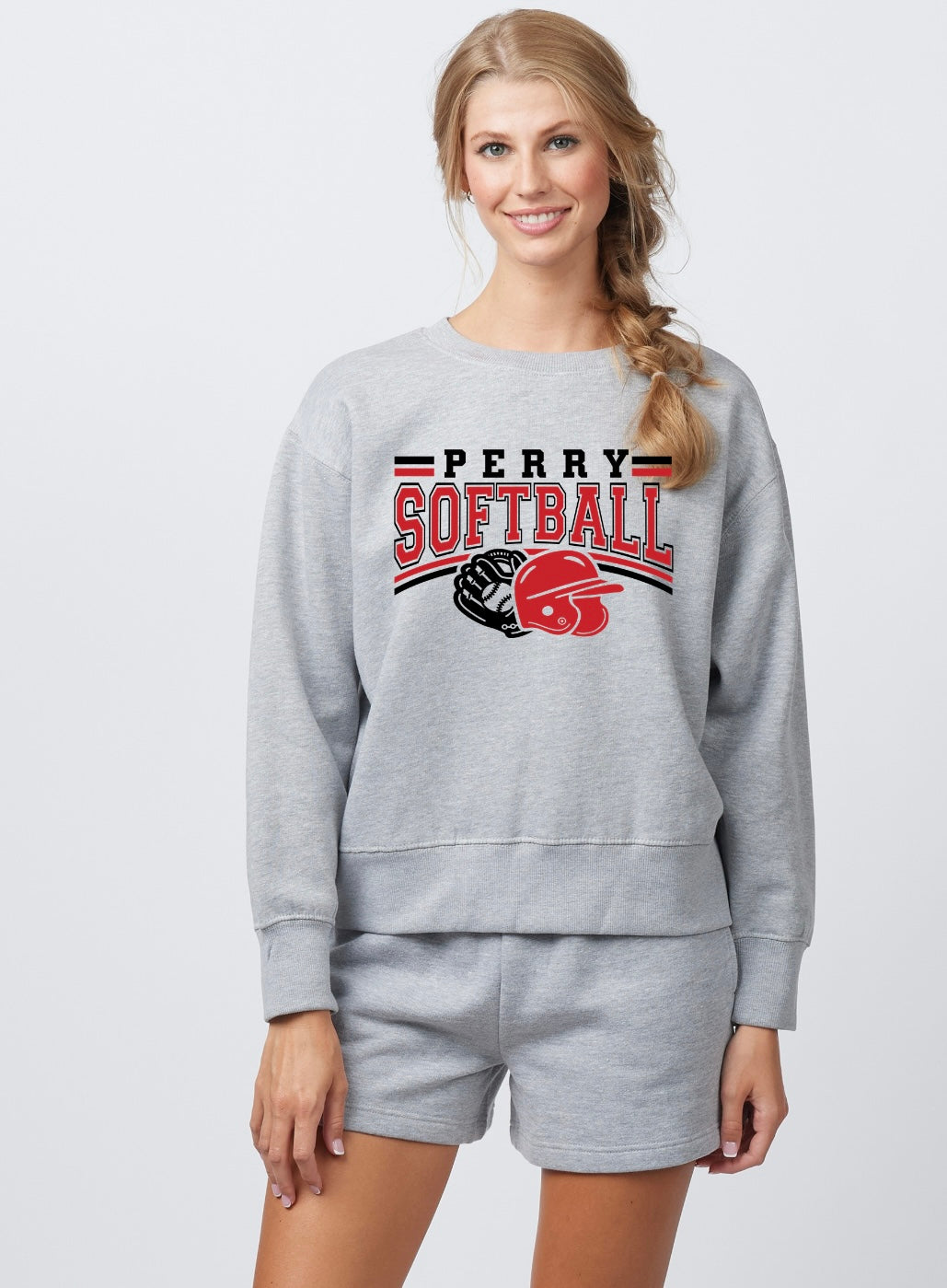 Softball with school glove and helmet