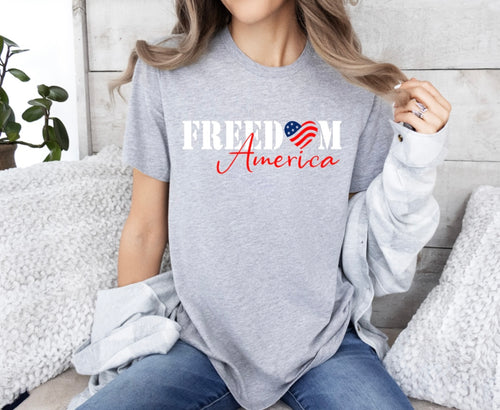 Weekend deal 5/4 - FREEDOM with flag heart tee or tank
