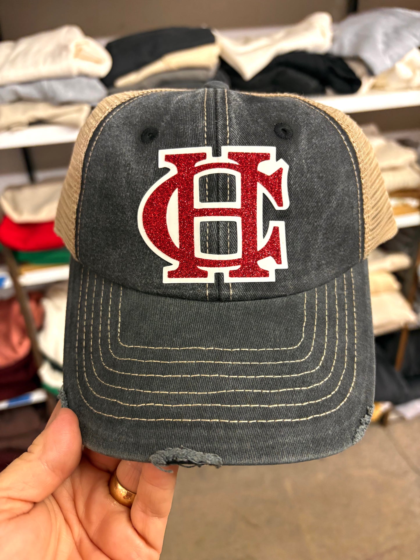 Chardon distressed glitter hat