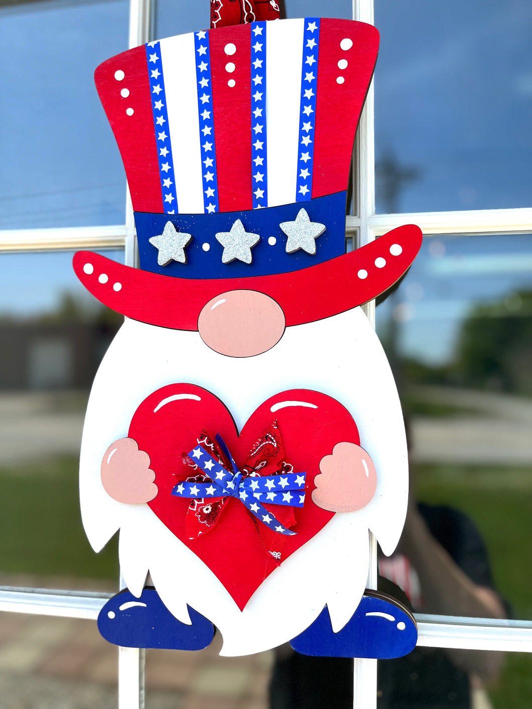 Patriotic gnome cut out laser 3d birch diy