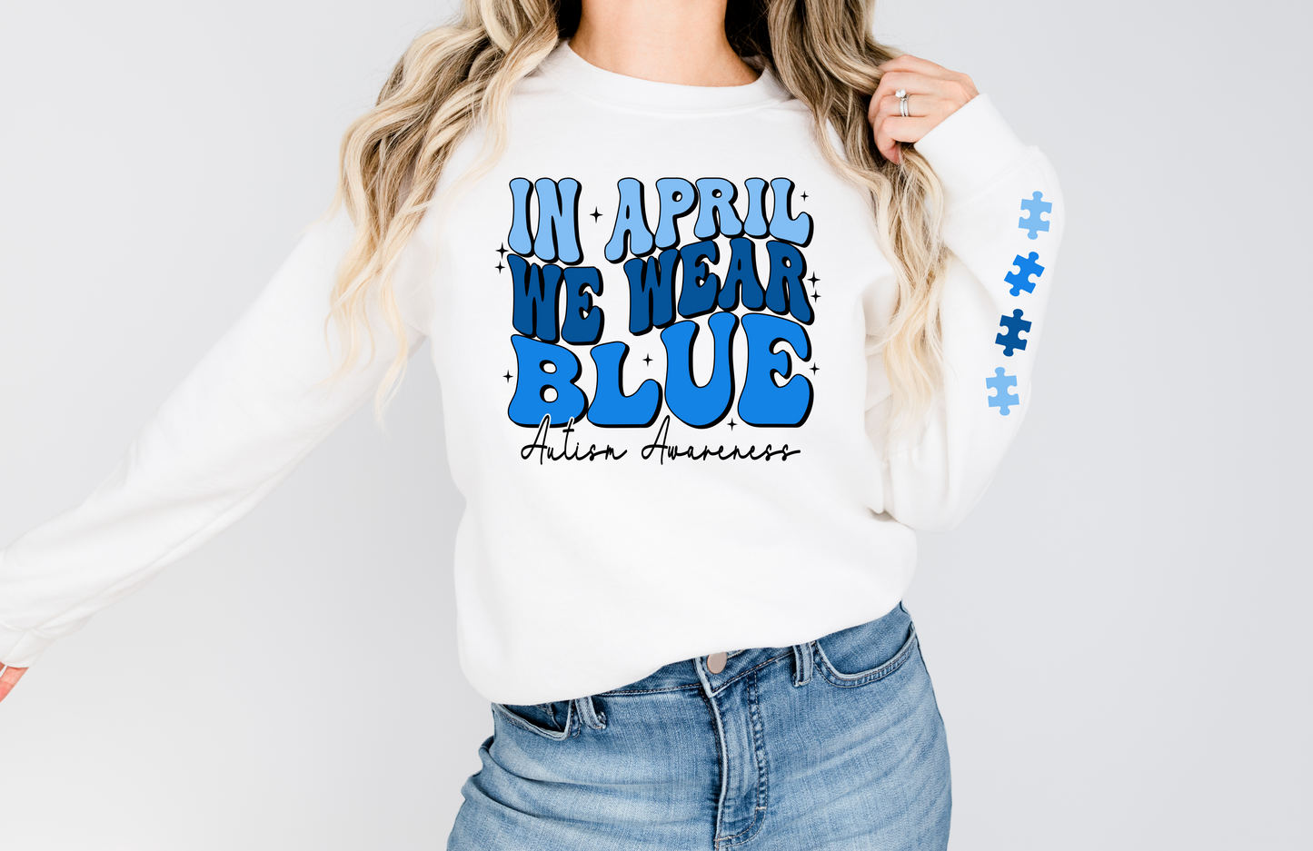 In April We Wear Blue Crew Sweatshirt