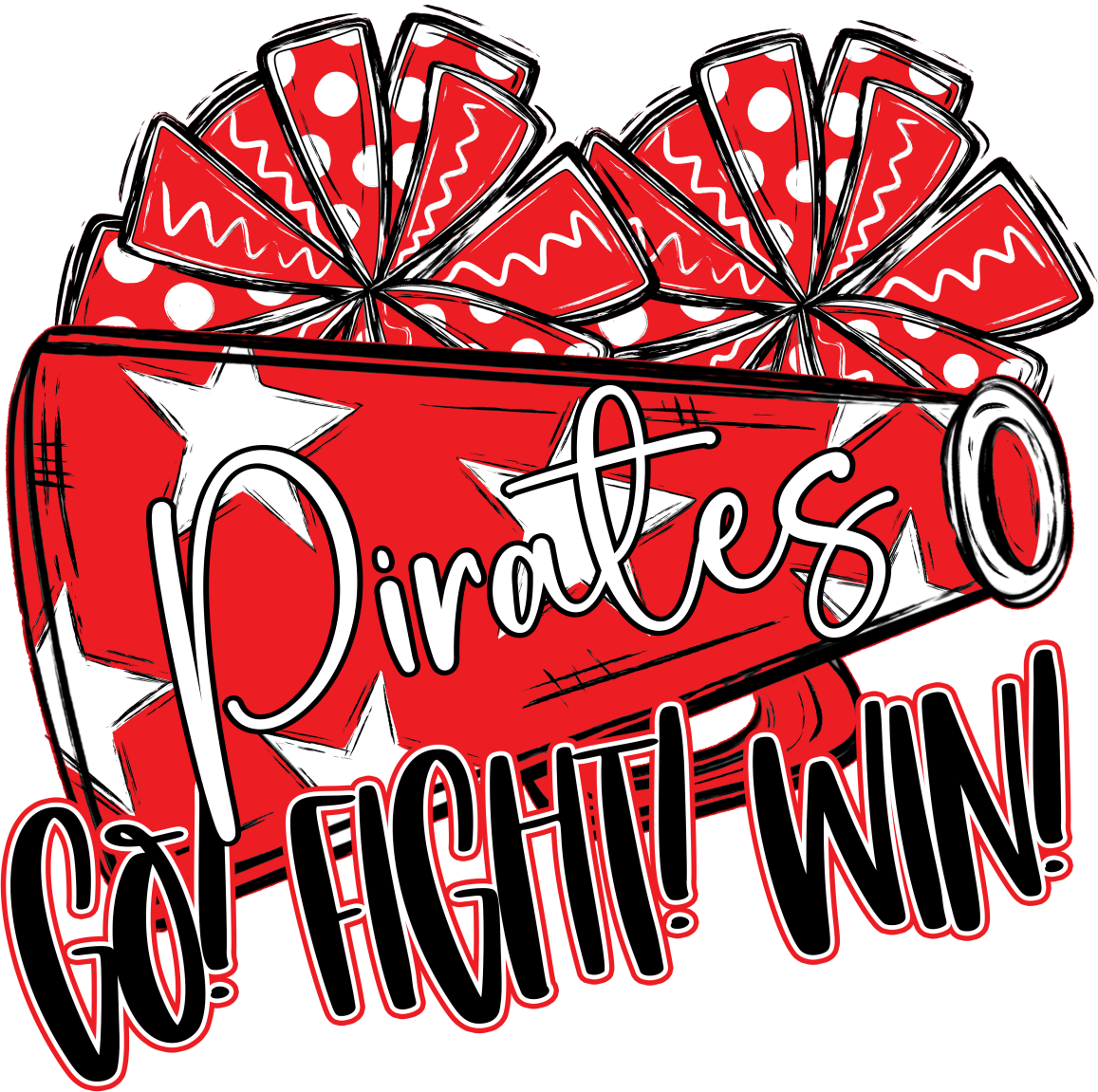 Pirates GO FIGHT WIN Megaphone w/ Poms Car Window Decal
