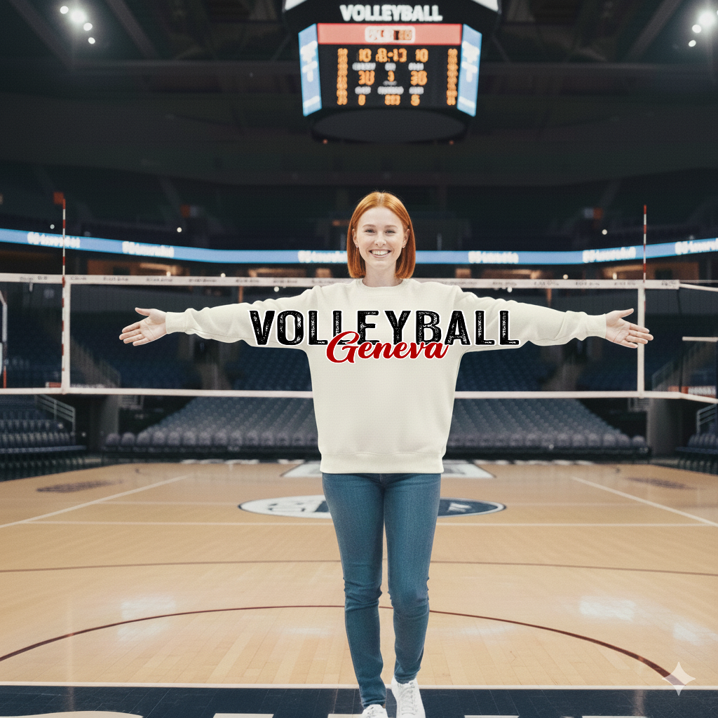 Volleyball Oversized Print Horizontal Design- CREW SWEATSHIRTS ONLY