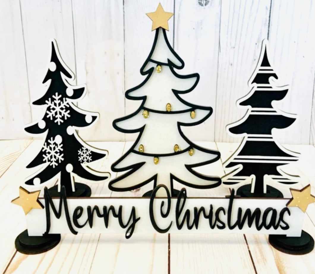 Christmas trees laser cut 3d - larger size
