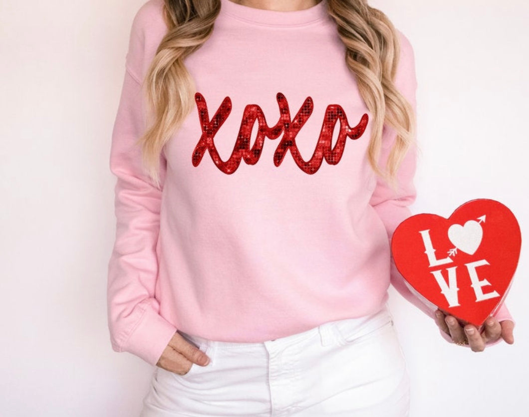 Xoxo red faux glitter