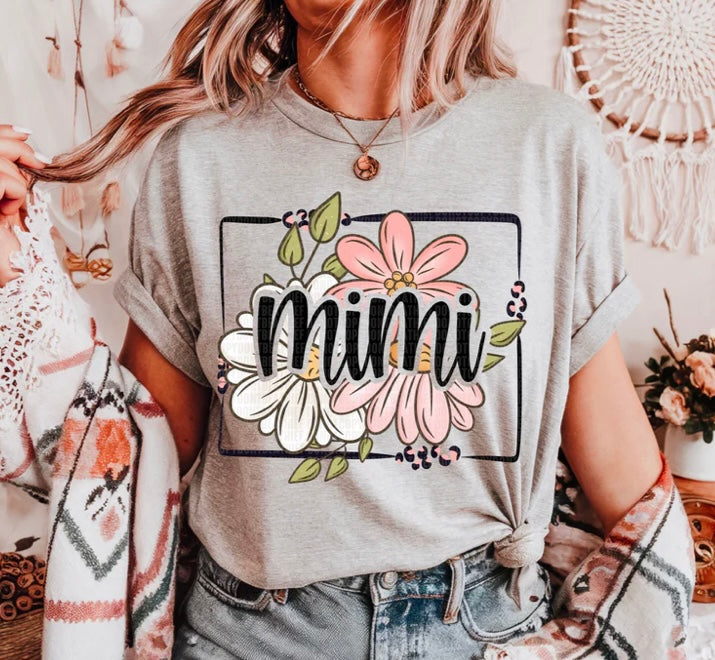 Mama, Grandma, Momma, title floral black border