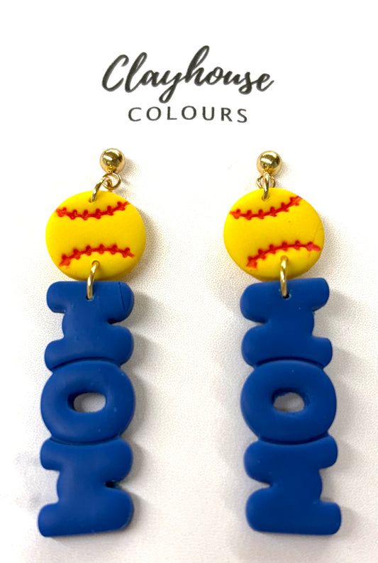Clayhouse colors earrings softball mom