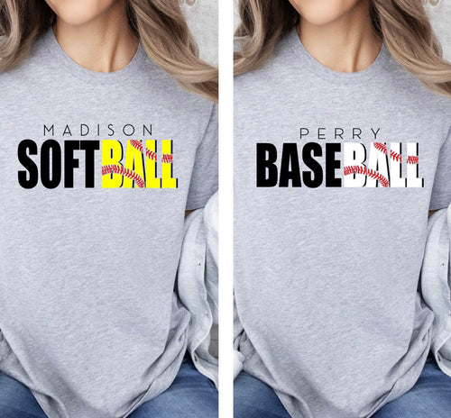 Baseball Softball Impact with Stitching - school/mascot of choice