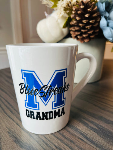 Blue Streaks with title coffee mug