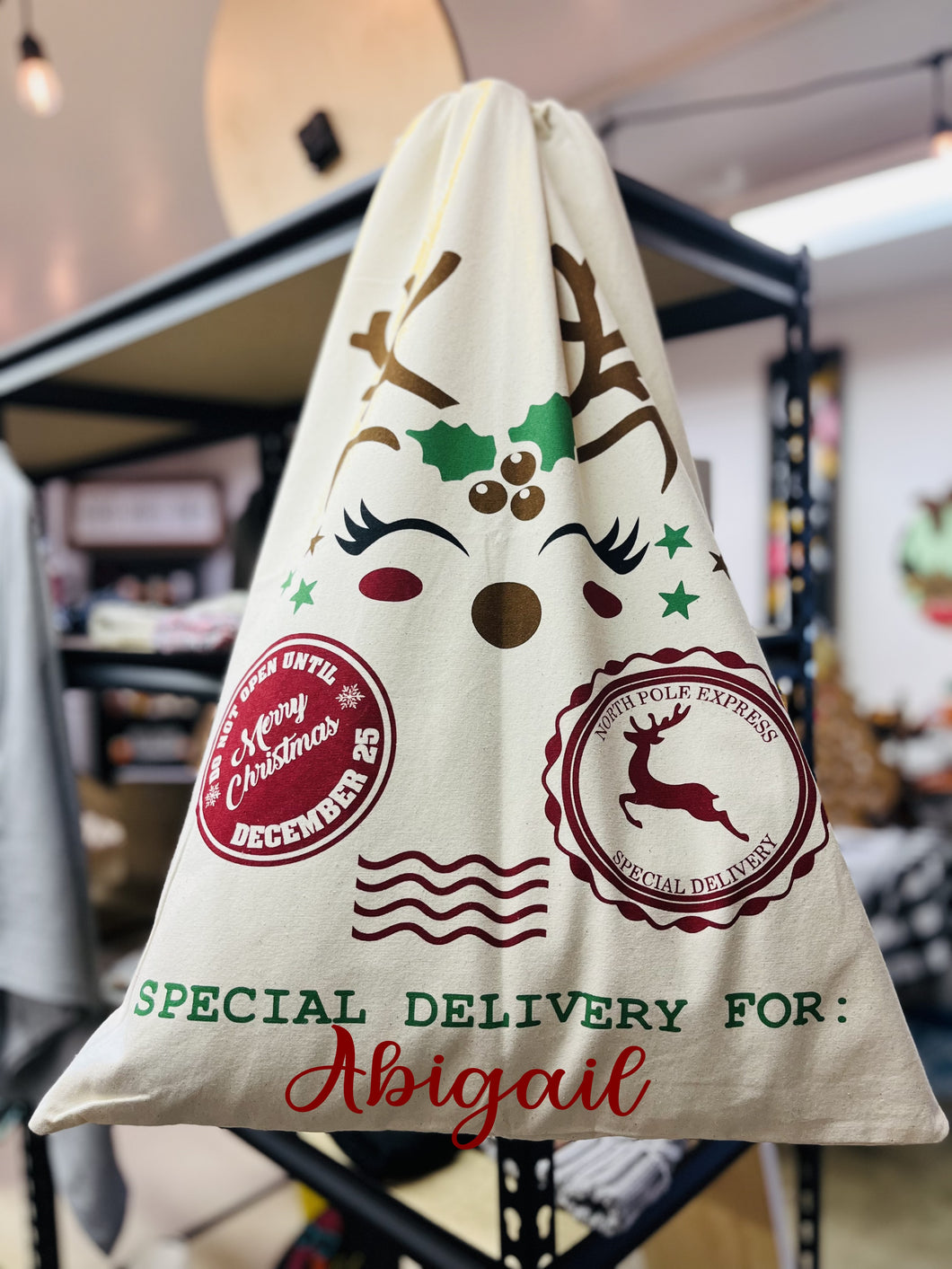Santa sack - reindeer face