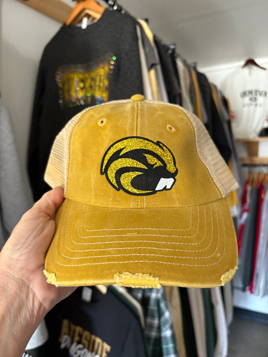 Riverside distressed glitter mustard hat