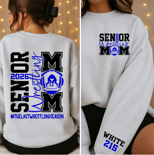 Senior 2026 wrestling mom tee or crew