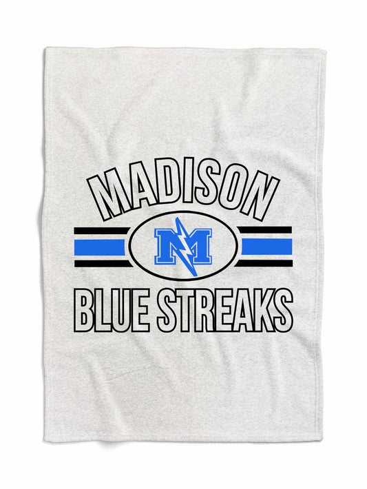 Fleece sweatshirt blanket Madison Blue Streaks