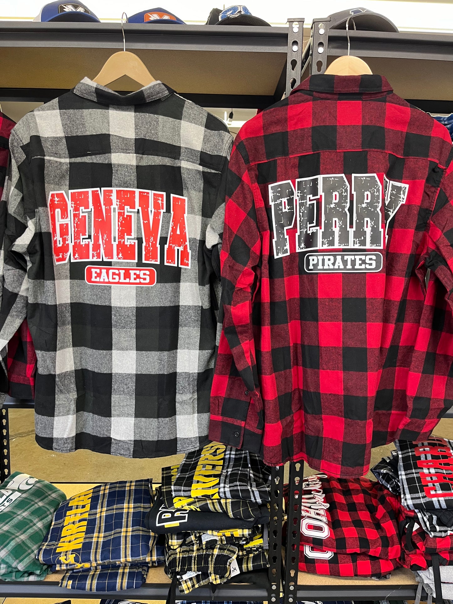 Flannel shirt custom with school on back