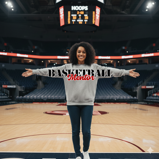 Basketball Oversized Print Horizontal Design- CREW SWEATSHIRTS ONLY