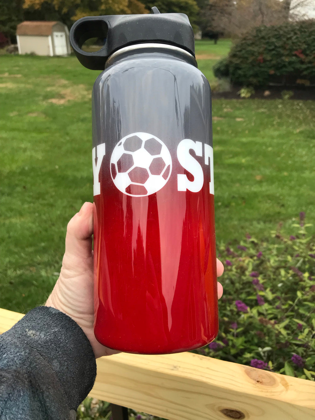 Water Bottle with Soccer Design