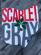 Scarlet & gray Ohio cut out