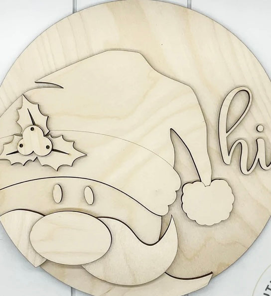 Santa gnome laser birch diy 3d cut out round
