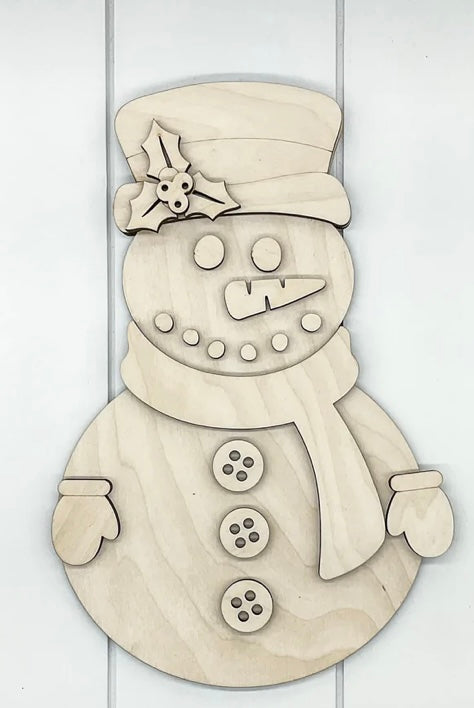 Snowman laser 3d cut out birch diy