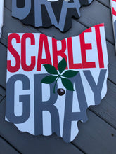 Scarlet & gray Ohio cut out